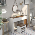 Solara Contemporary White 2 Piece Vanity Table And Stool Set By Foa