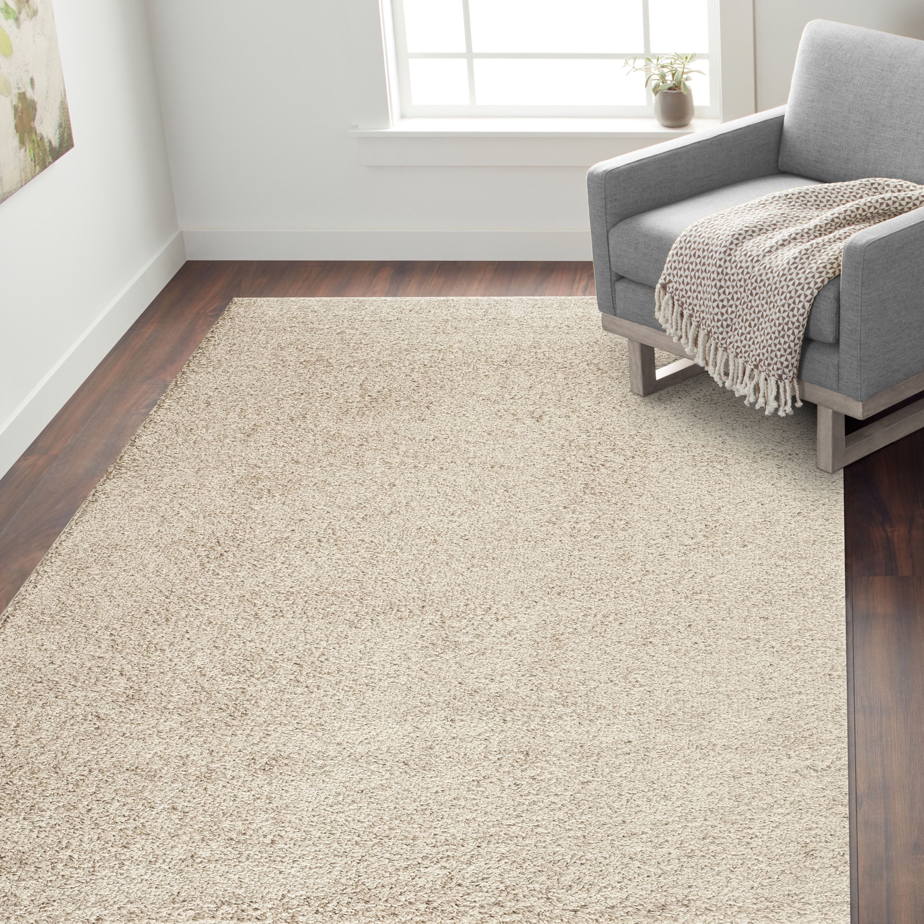 Porch Den Marigny Kerlerec Solid Light Grey Indoor Shag Area Rug 53 X 73