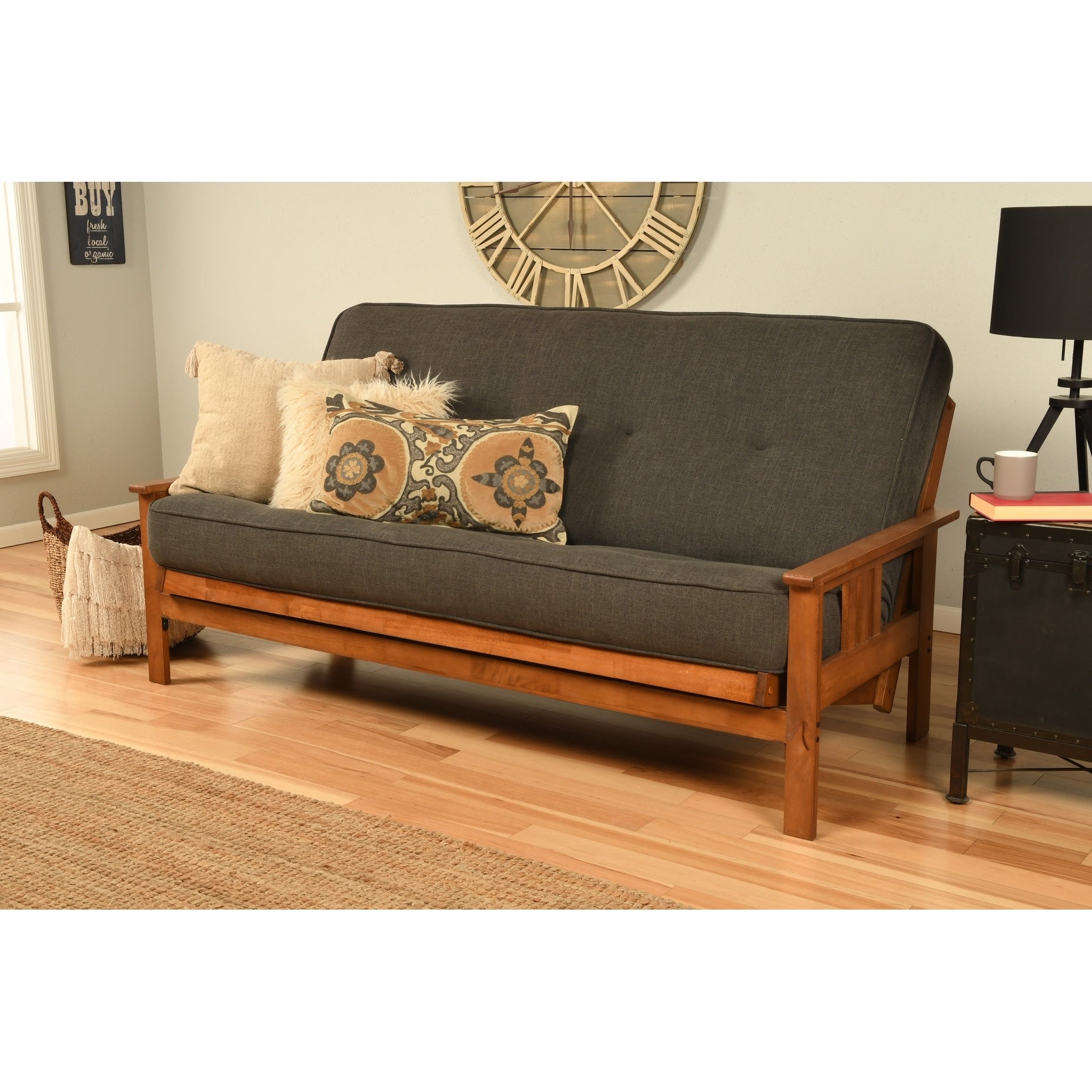 Porch Den Kern Beli Grey Brown Linen Wood Futon