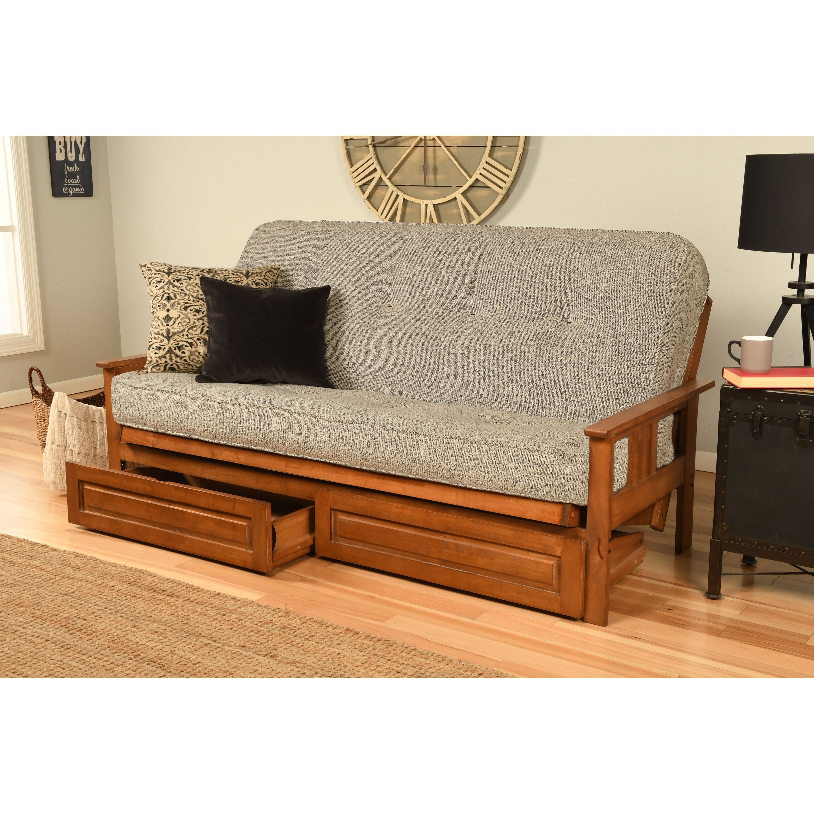 Porch Den Kern Full Size Storage Futon With Suede Mattress