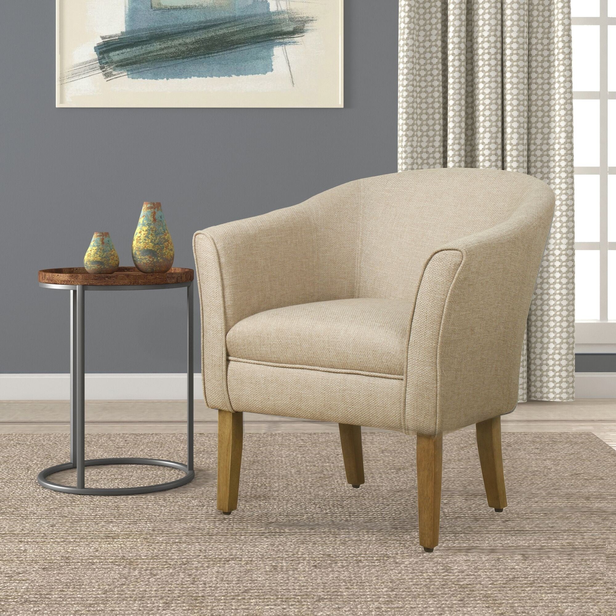 Homepop Modern Barrel Accent Chair Flax Brown