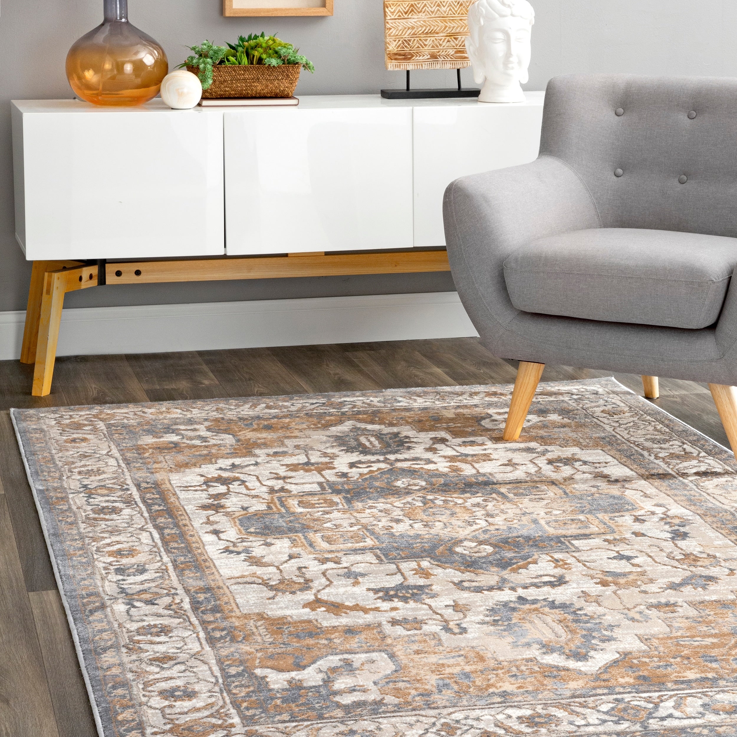 Porch Den Kolding Vintage Medallion Area Rug