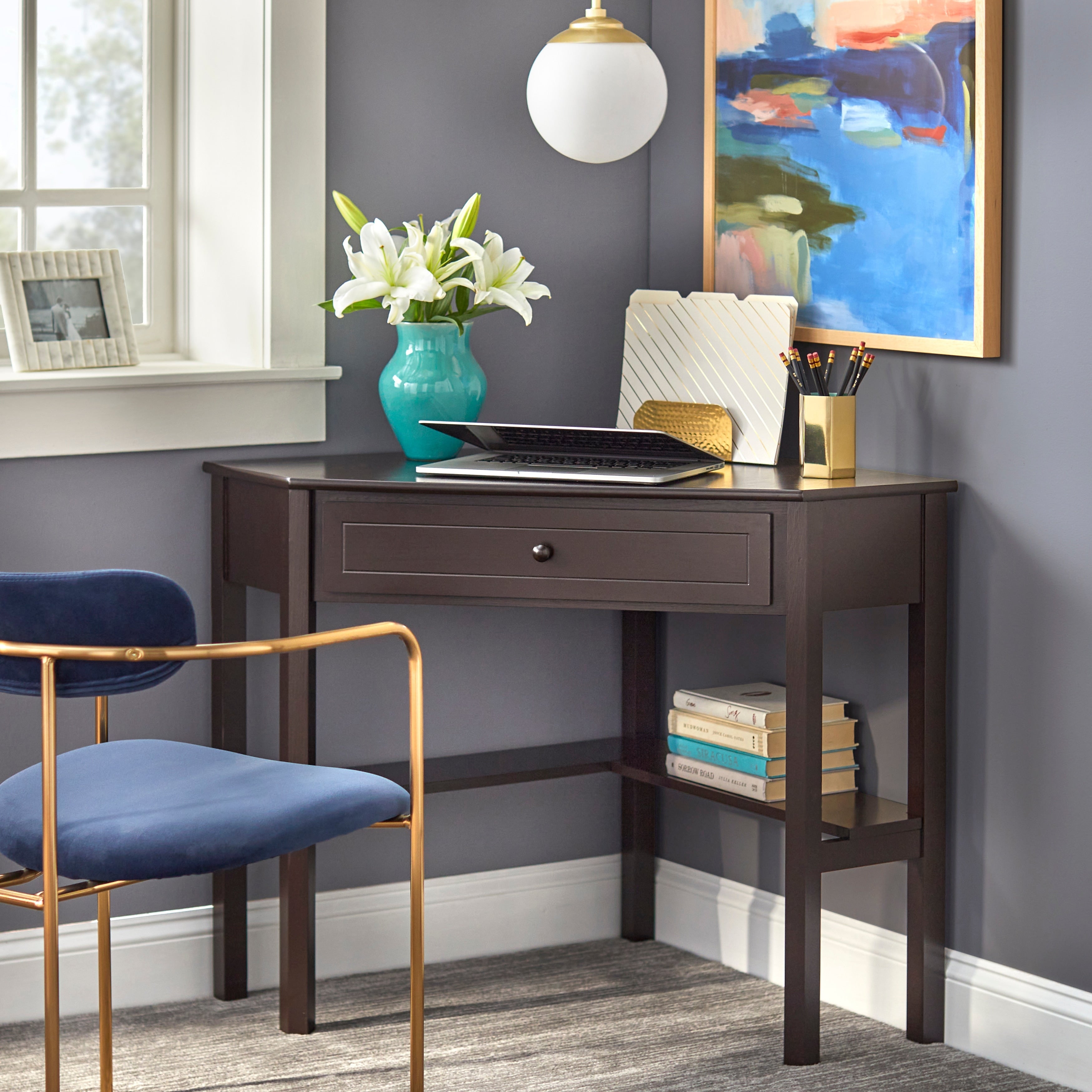 Porch Den Lincoln Black Corner Computer Desk