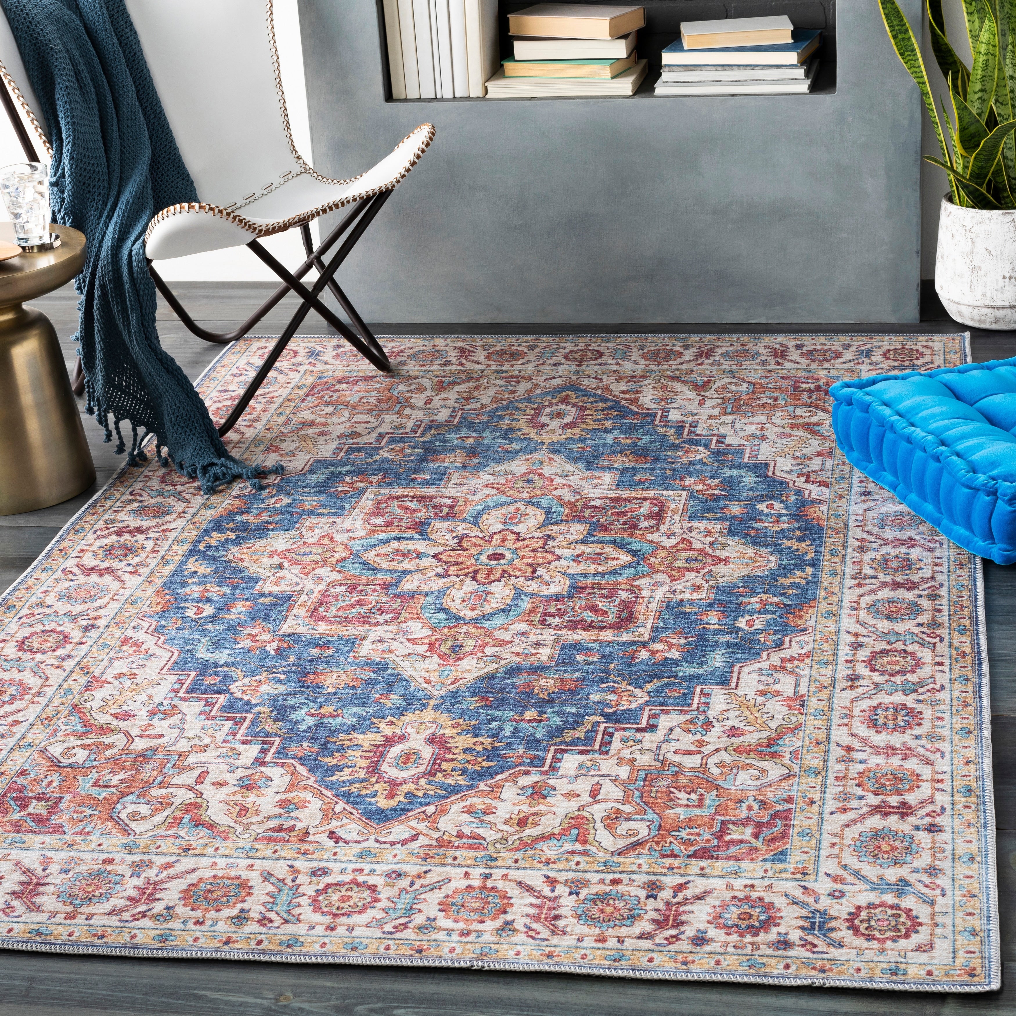 Porch Den Litz Vibrant Traditional Area Rug