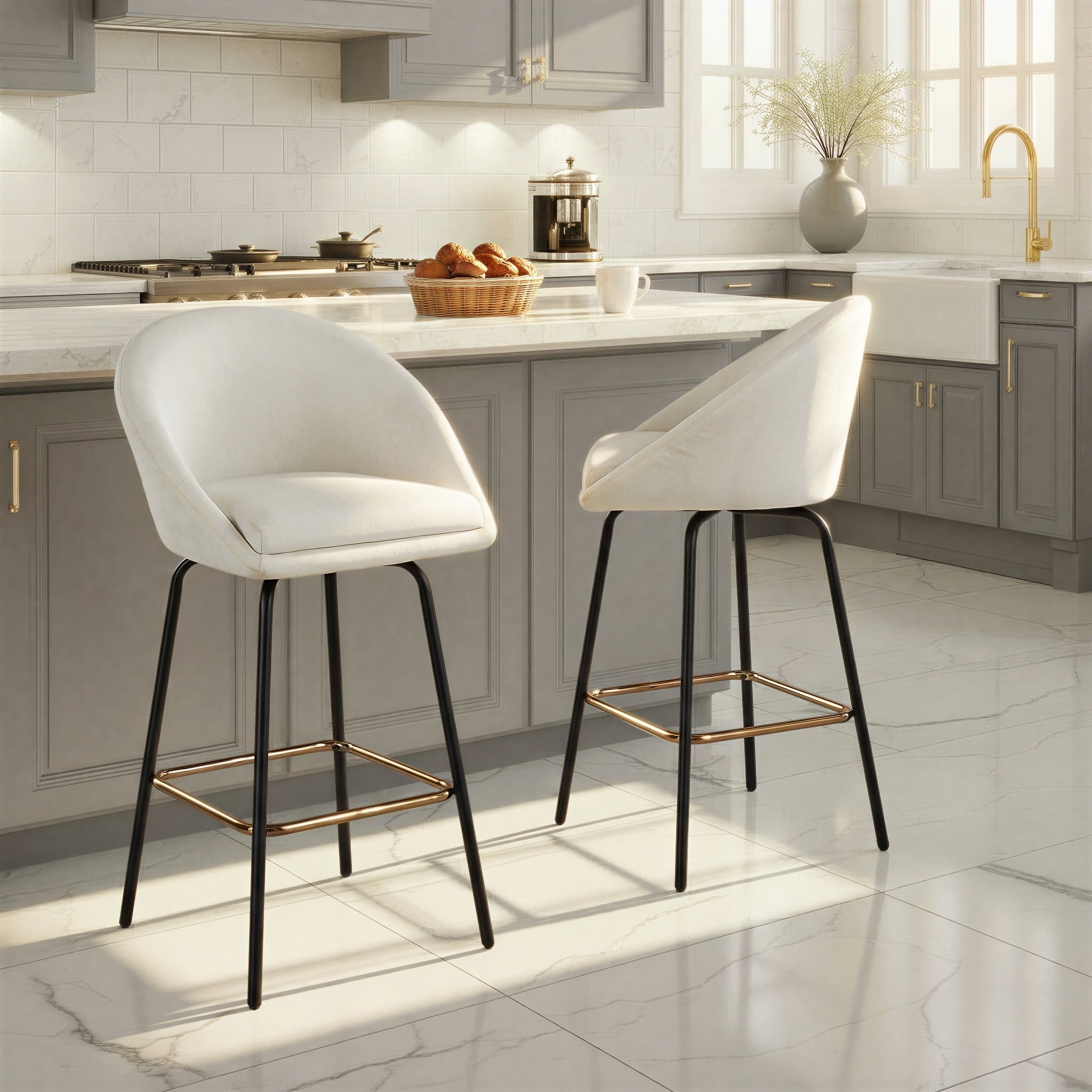 Porch Den Livesey High Back 26 Counter Stool With Metal Legs Square Footrest Set Of 2