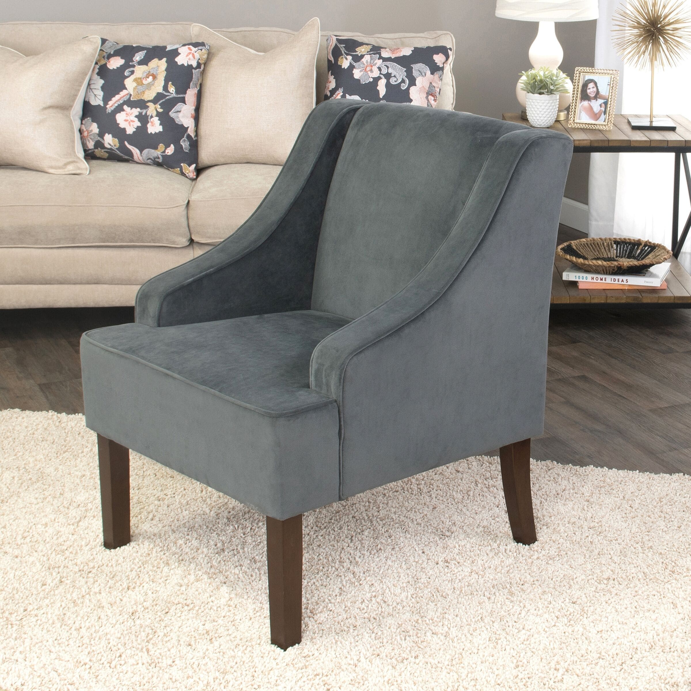 Porch Den Holman Velvet Arm Accent Chair