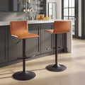 Porch Den Magda Upholstered Adjustable Bar Stool With Rounded T Footrest Set Of 2