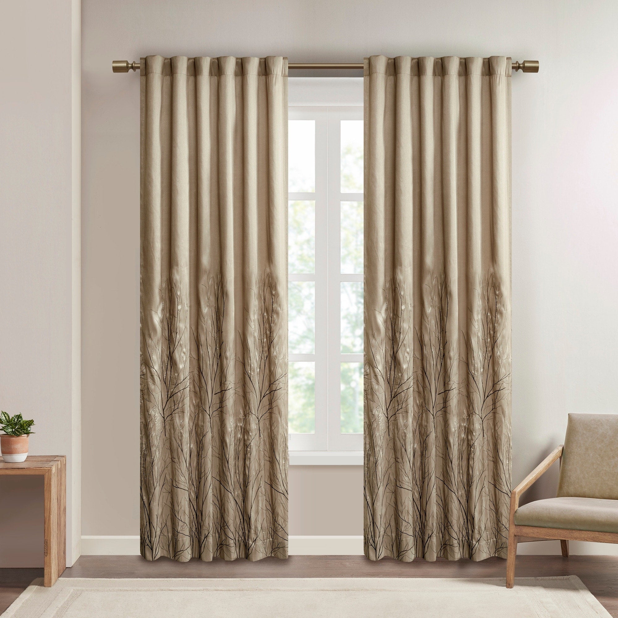 Porch Den Mcclugage Embroidered Faux Silk Curtain Panel