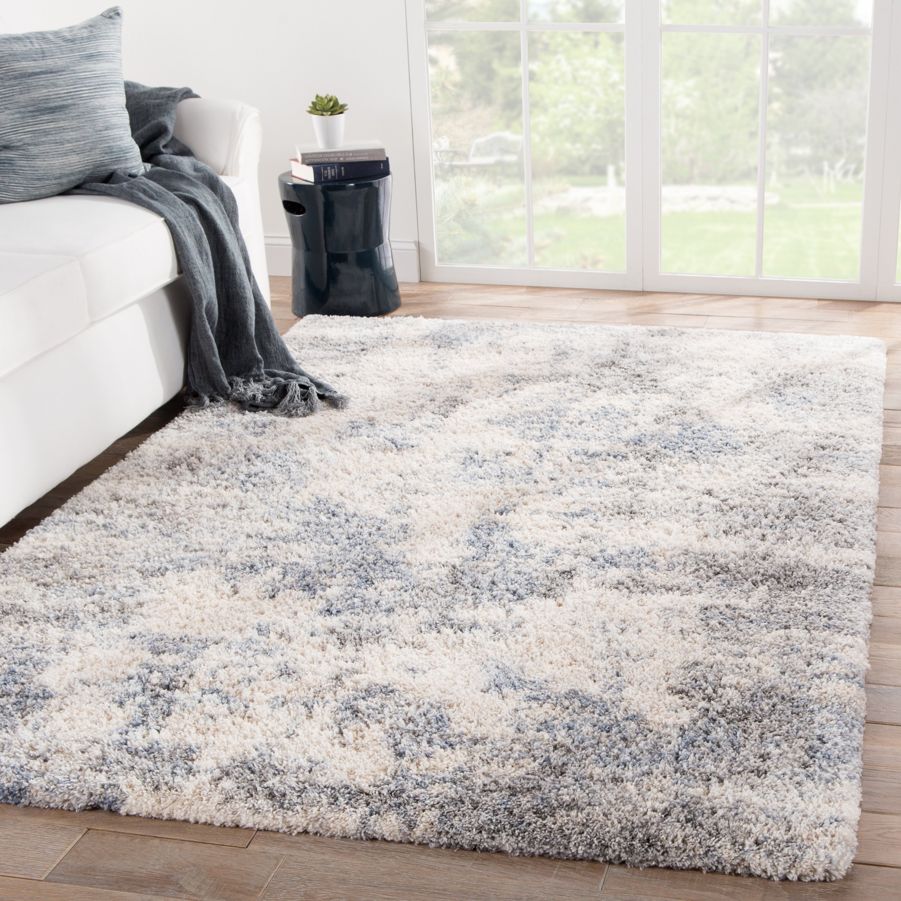 Rima Abstract Light Gray Blue Area Rug