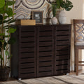 Porch Den Nurmi Dark Brown 3 Door Shoe Cabinet