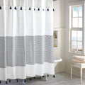Porch Den Onassis Modern Stripe Tassel Shower Curtain