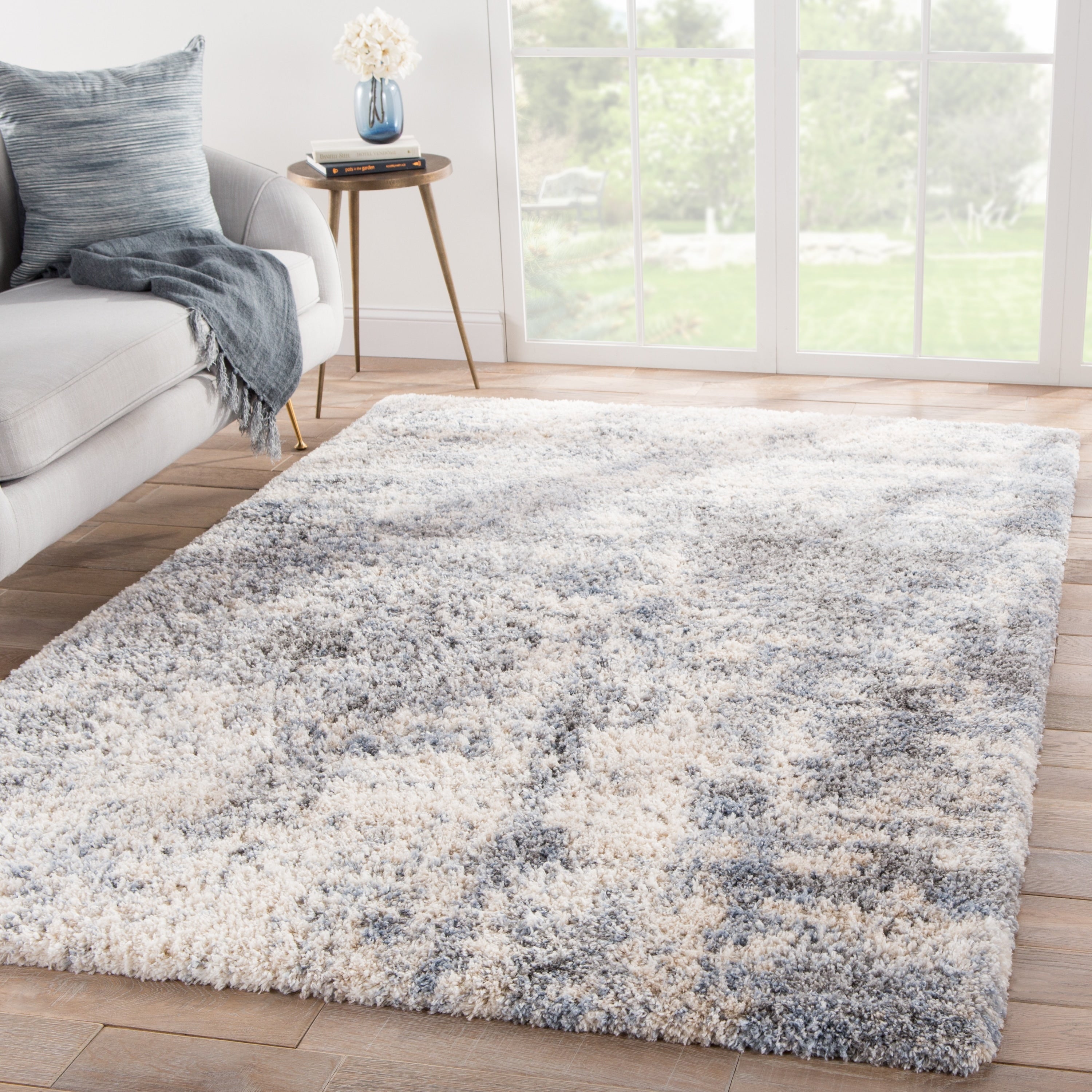 Broughton Abstract Gray Blue Area Rug
