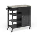 Porch Den Ringsby Wooden 3 Shelf Kitchen Cart Black