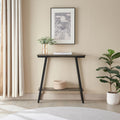 Porch Den Saint Marks Contemporary Hall Table With Lower Storage Shelf With Brown Walnut Finish And Bronzed Legs