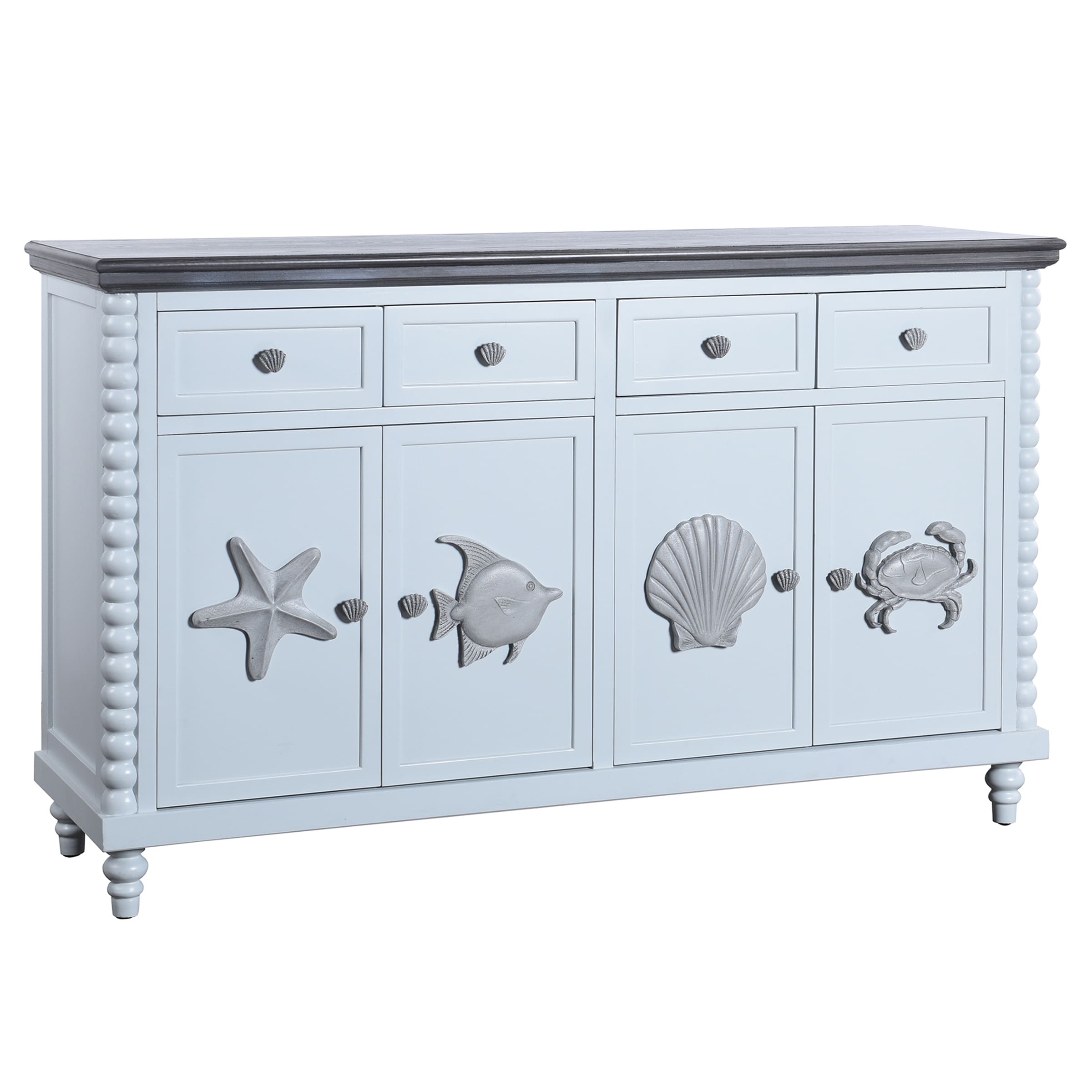 Porch Den Seavey Weathered Blue And Grey Mist Top 4 Drawer Cabinet