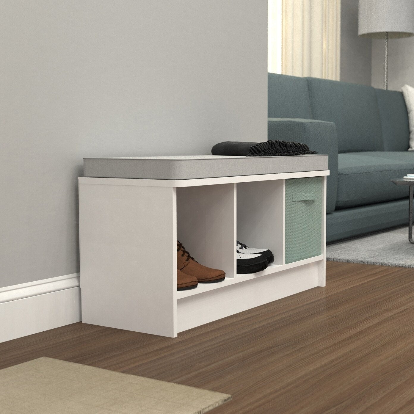 Cubeicals 3 Cube Storage Bench With Grey Cushion
