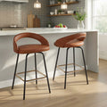 Porch Den Stavenger Upholstered 26 Fixed Height Counter Stool With Metal Legs Square Footrest Set Of 2