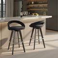 Porch Den Stavenger Upholstered 30 Fixed Height Bar Stool With Splayed Wood Legs Round Footrest Set Of 2