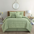 Porch Den Summerwood Solid Color Fringe Stripe 7 Piece Comforter Set
