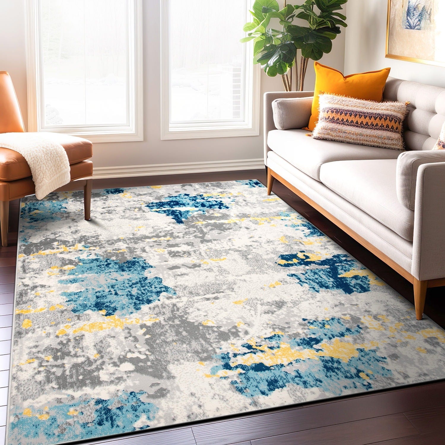 Porch Den Tanoak Distressed Abstract Pattern Area Rug