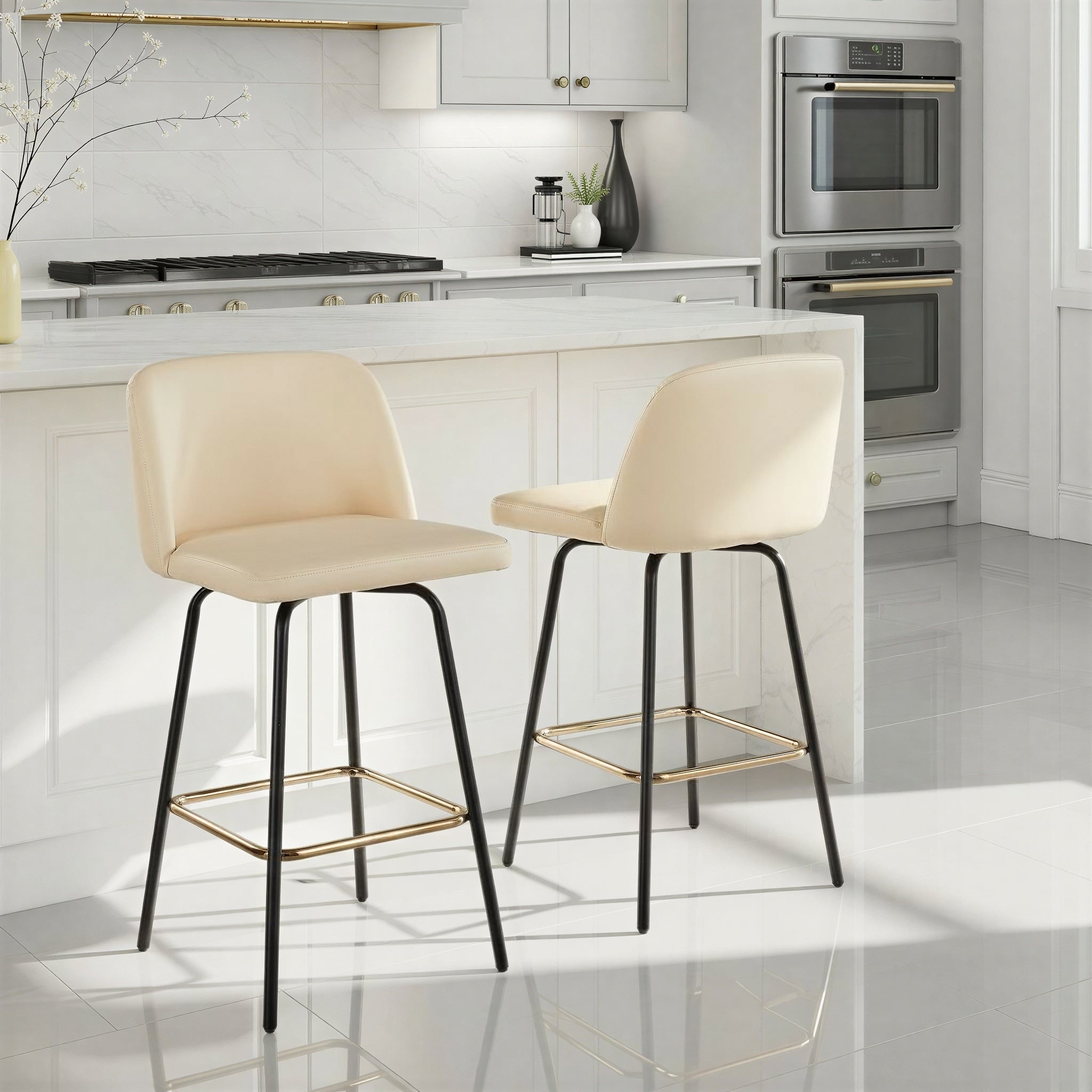 Porch Den Vallberga 26 Counter Stool With Metal Legs Square Footrest Set Of 2