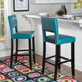 Porch Den Warren Ocean Blue Upholstered Stationary Bar Stool