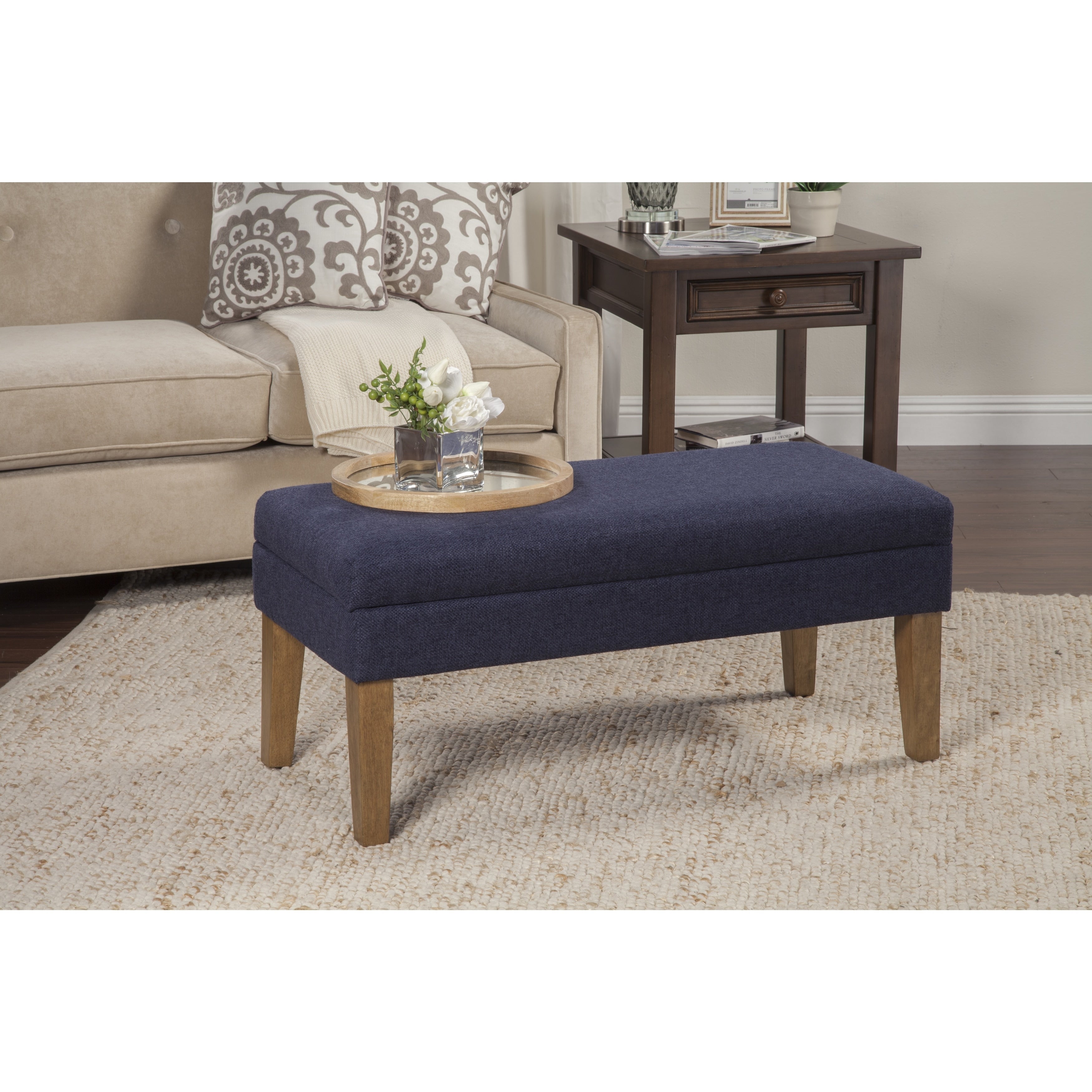Porch Den Winona Navy Chunky Textured Decorative Storage Bench