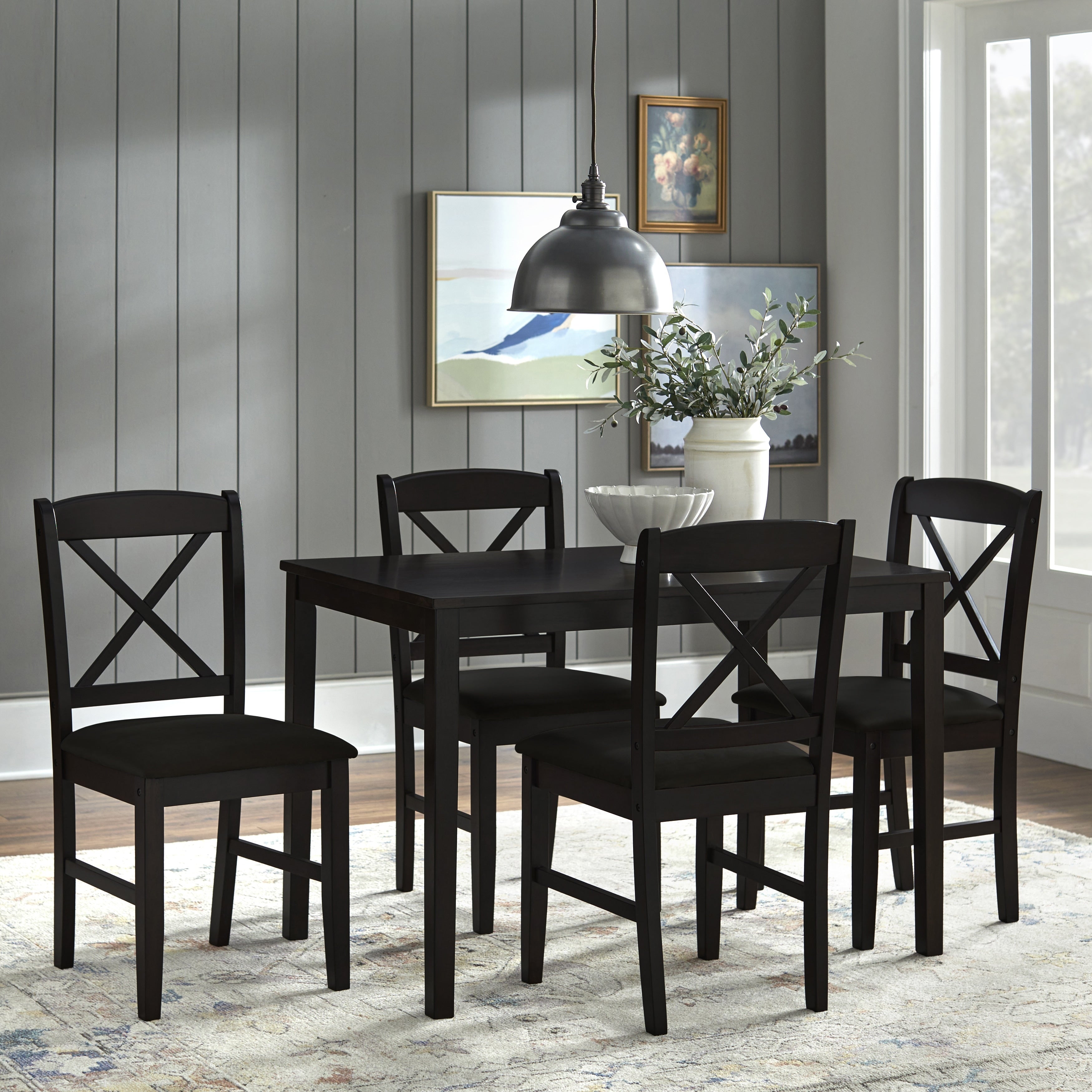 Porch Den Wisconsin Black 5 Piece Crossback Dining Set