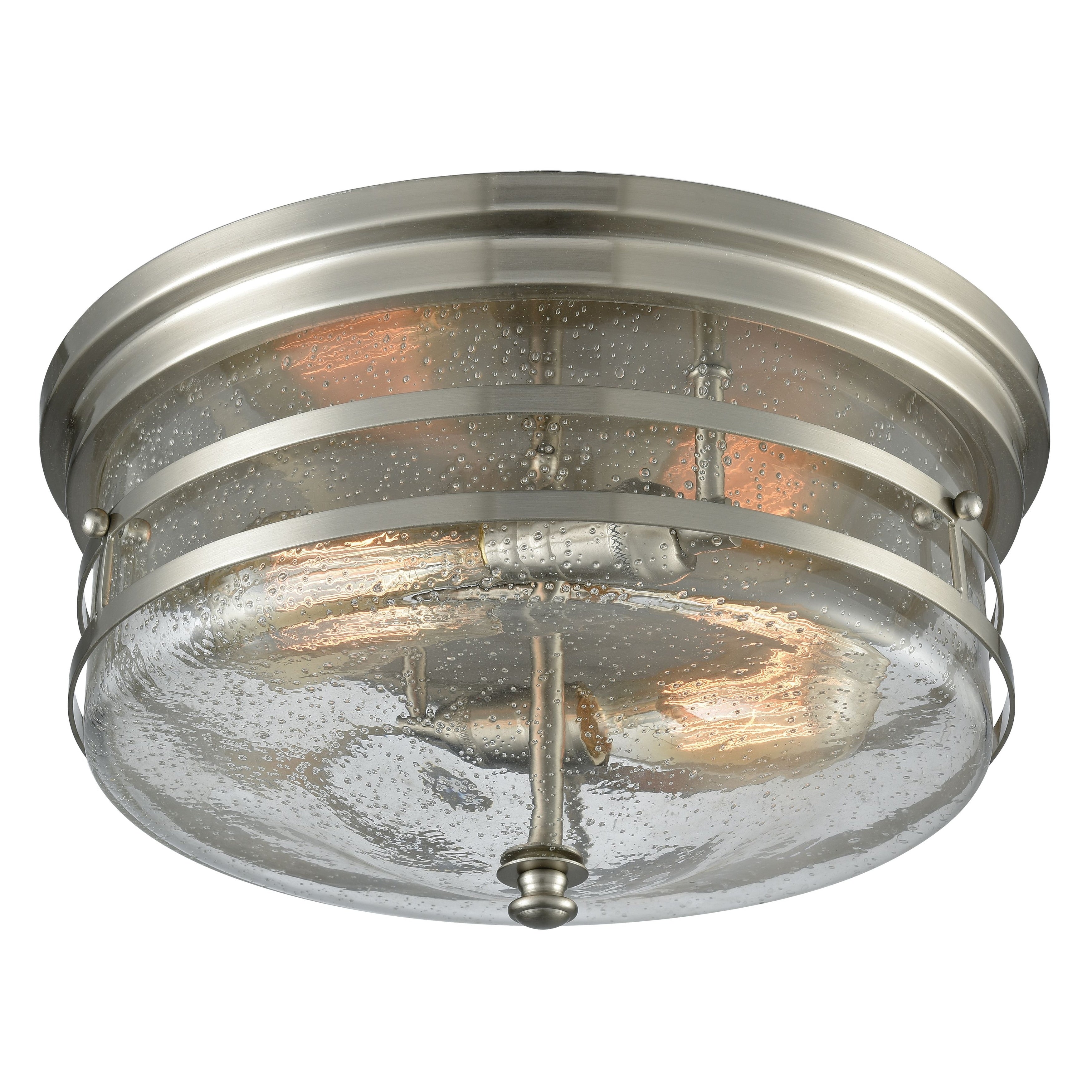 Port Oconnor 14 Wide 2 Light Flush Mount Satin Nickel 14 Inch W
