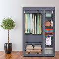 Portable Clothes Rack Closet Wardrobe With Cover And Hanging Rod.