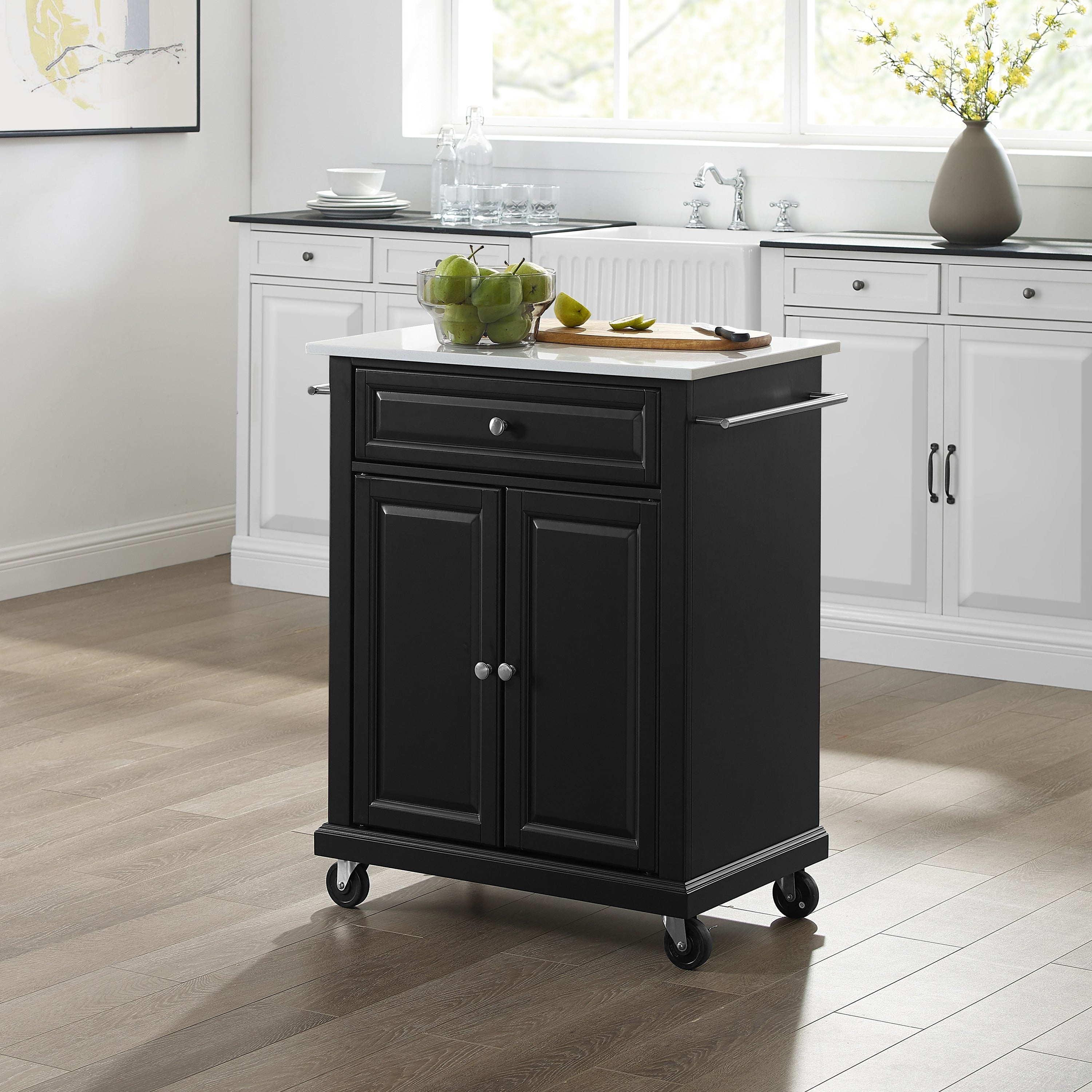 Portable Granite Top Kitchen Cart 31 W X 18 D X 35.5 H