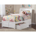 Portland Twin Platform Bed With Flat Panel Foot Board And 2 Urban Bed Drawers In White