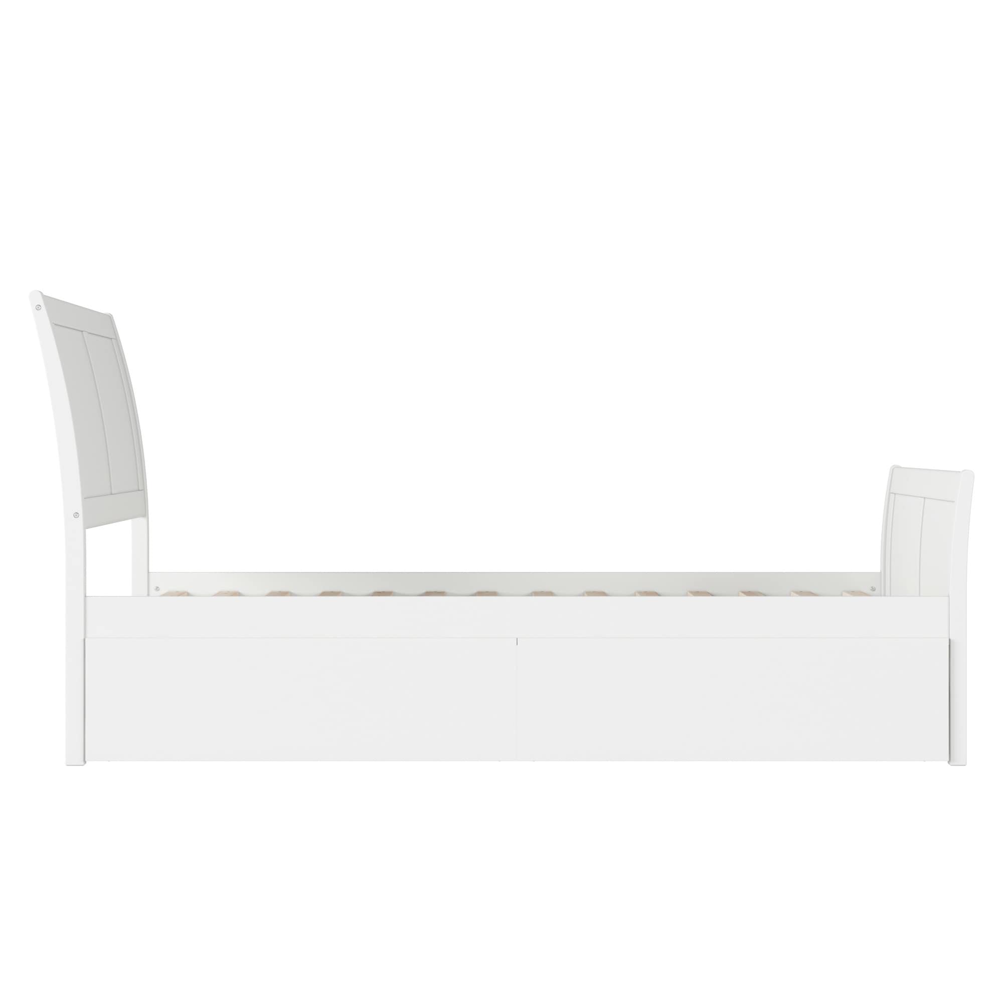 Portland Twin Xl Platform Bed With Matching Foot Board With 2 Urban Bed Drawers In White