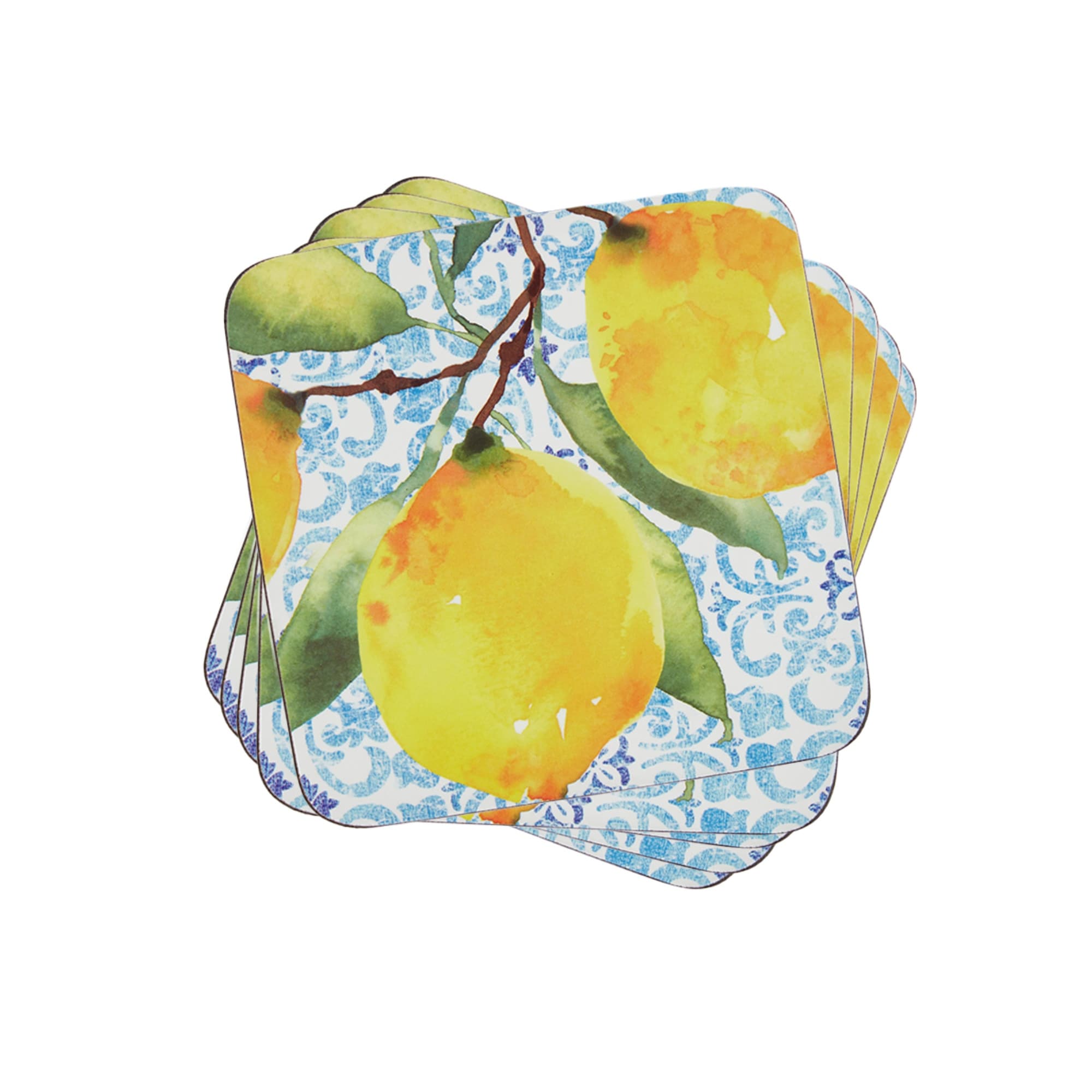Portmeirion Amalfi Lemons Coasters Set Of 6 Yellow