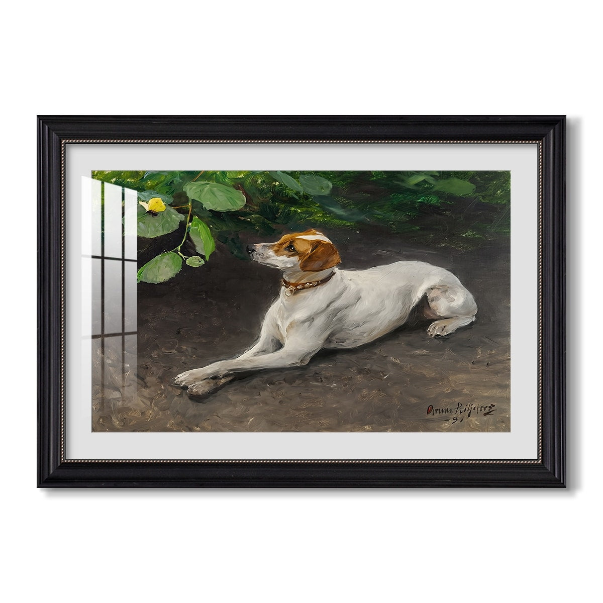Portrait Of A Dog 1891 Bruno Liljefors Custom Framed Print