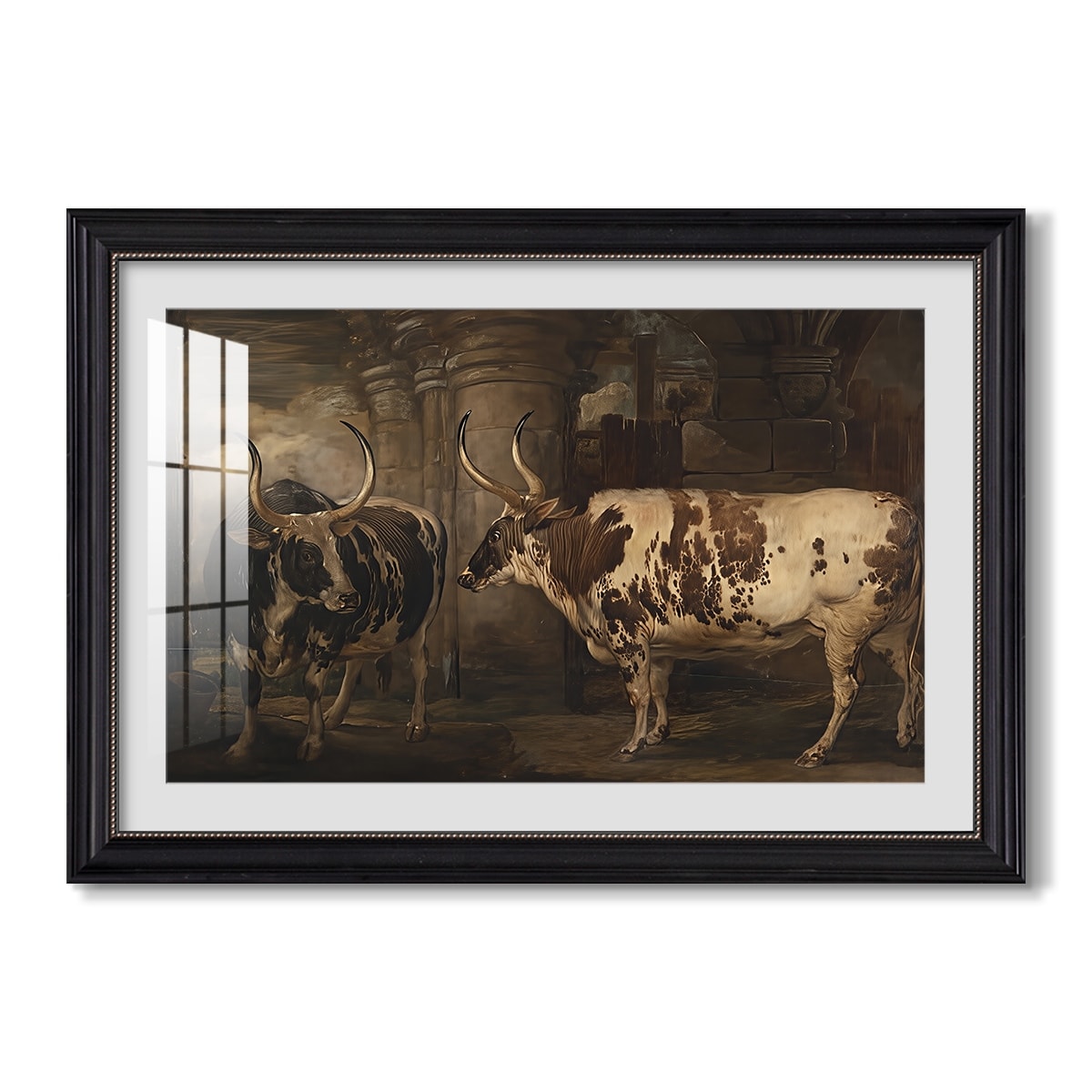 Portraits Of Two Extraordinary Oxen 1814 James Ward Custom Framed Print