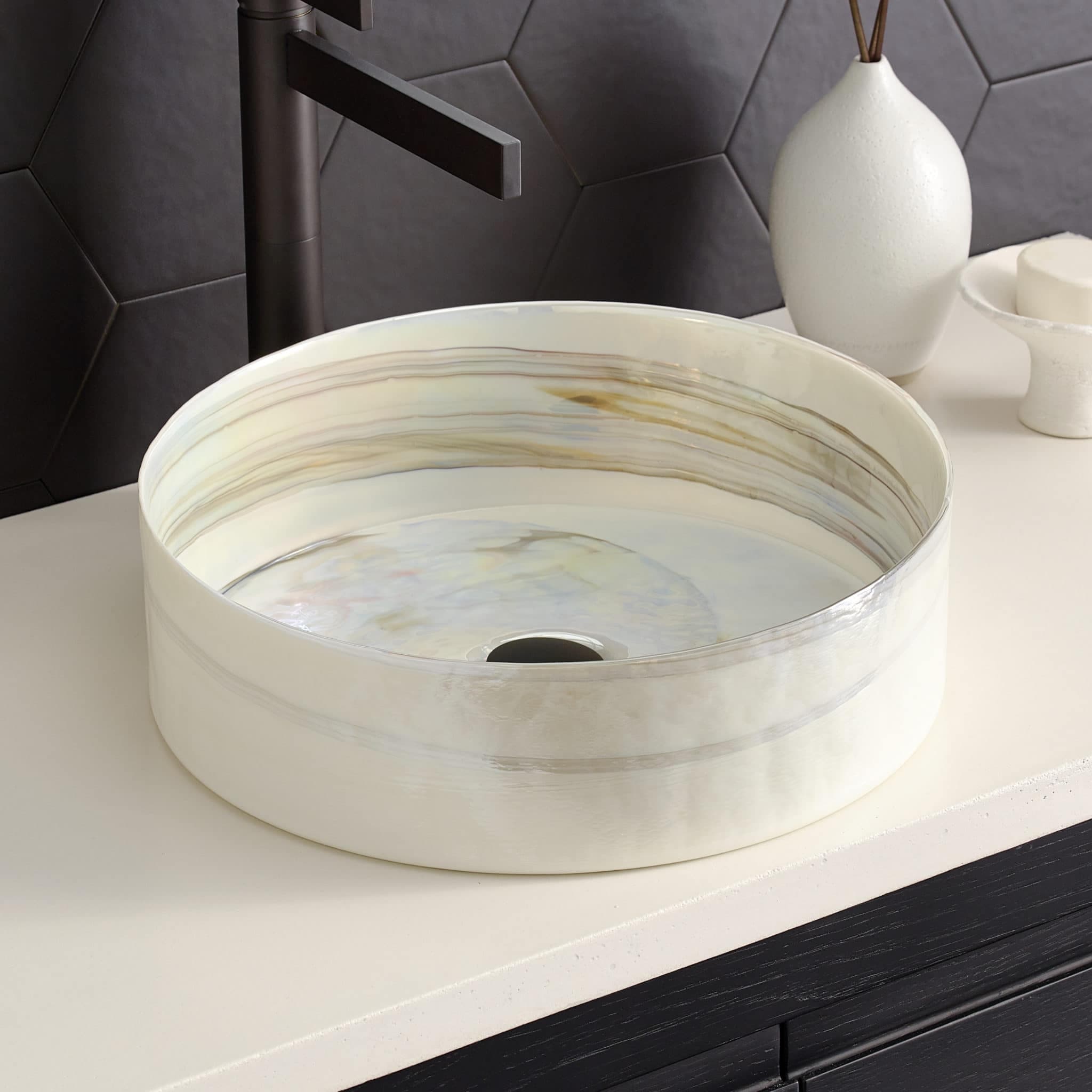 Positano Handmade Murano Glass Bathroom Sink 16X16X4.5