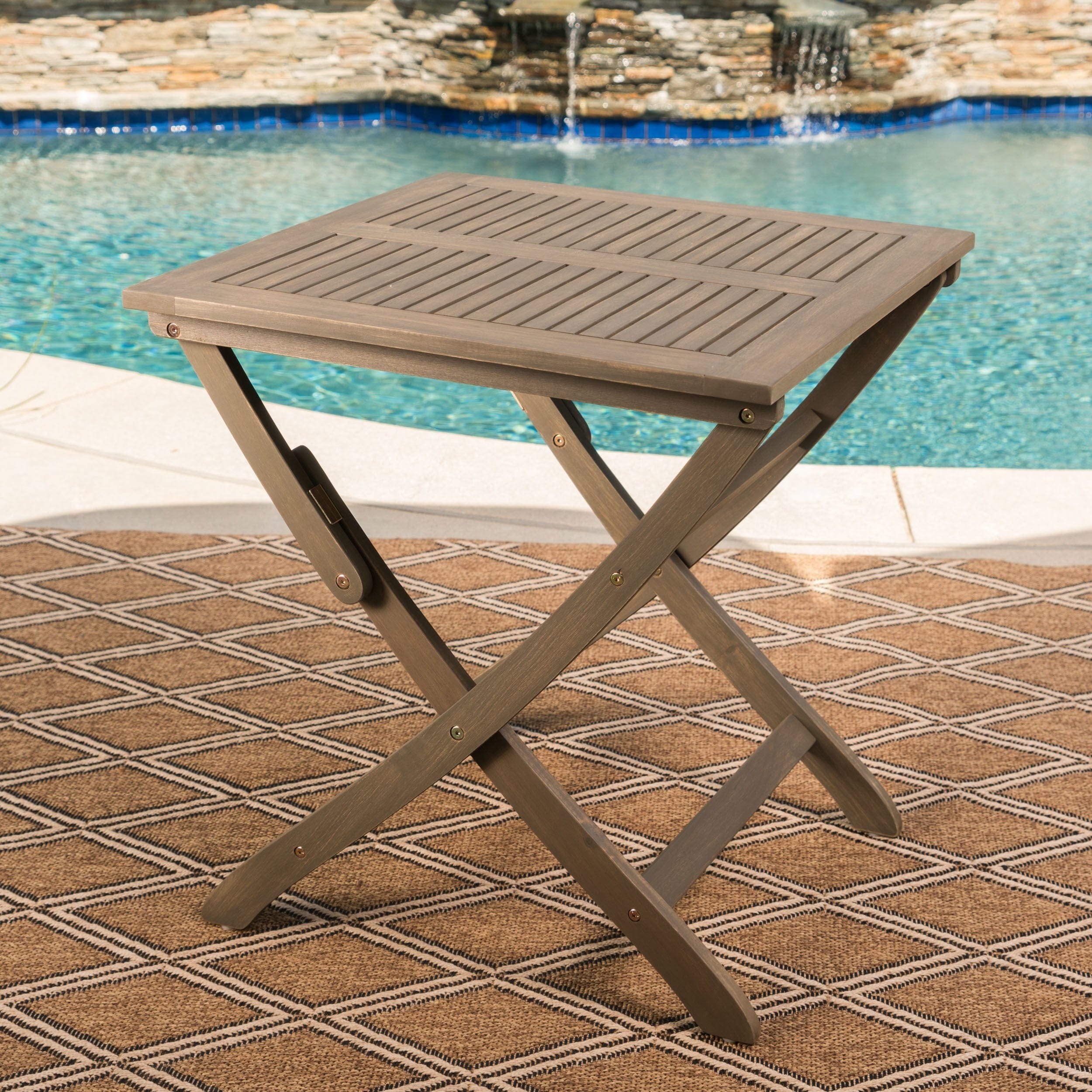 Positano Outdoor Foldable Acacia Wood Side Table By Christopher Knight Home