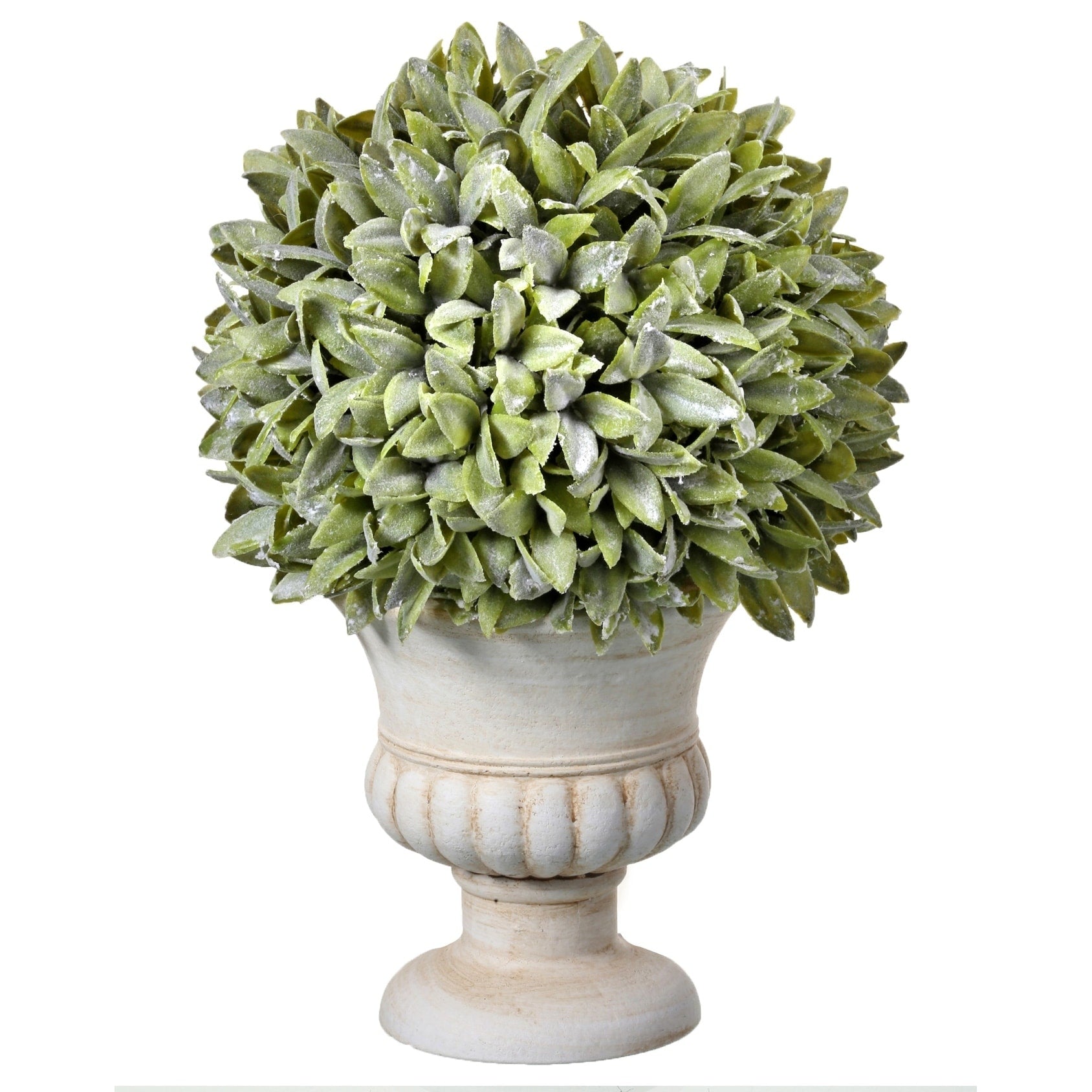 Potted . Pl. Flocked Sage Ball In Urn 11