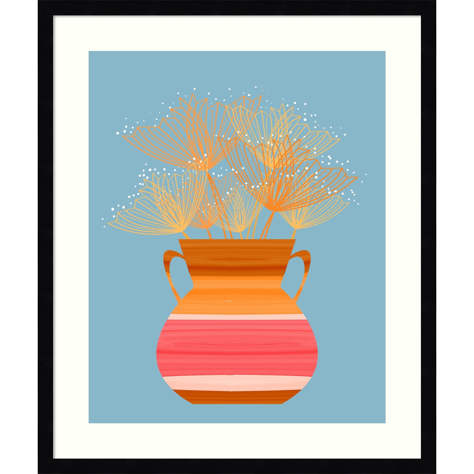 Potted Florals Boho No. 2 By Sannel Larson Wood Framed Wall Art Print Svelte Noir Black