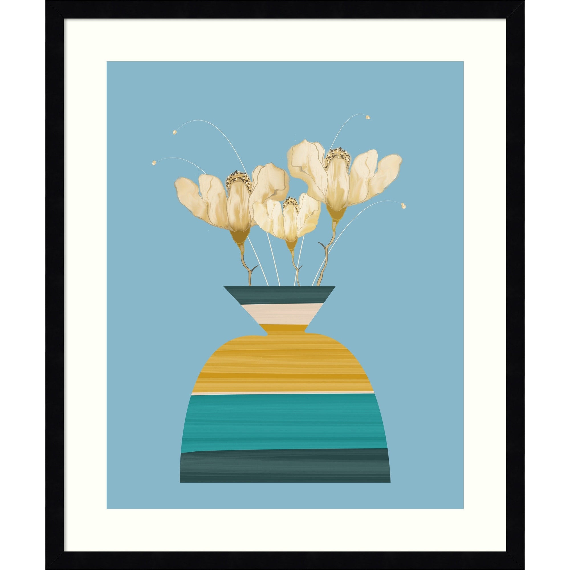 Potted Florals Wood Anemone By Sannel Larson Wood Framed Wall Art Print Svelte Noir Black