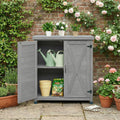 Potting Bench With Storage Cabinet And Metal Table Top For Outdoor Patio Outdoor Work Station Table