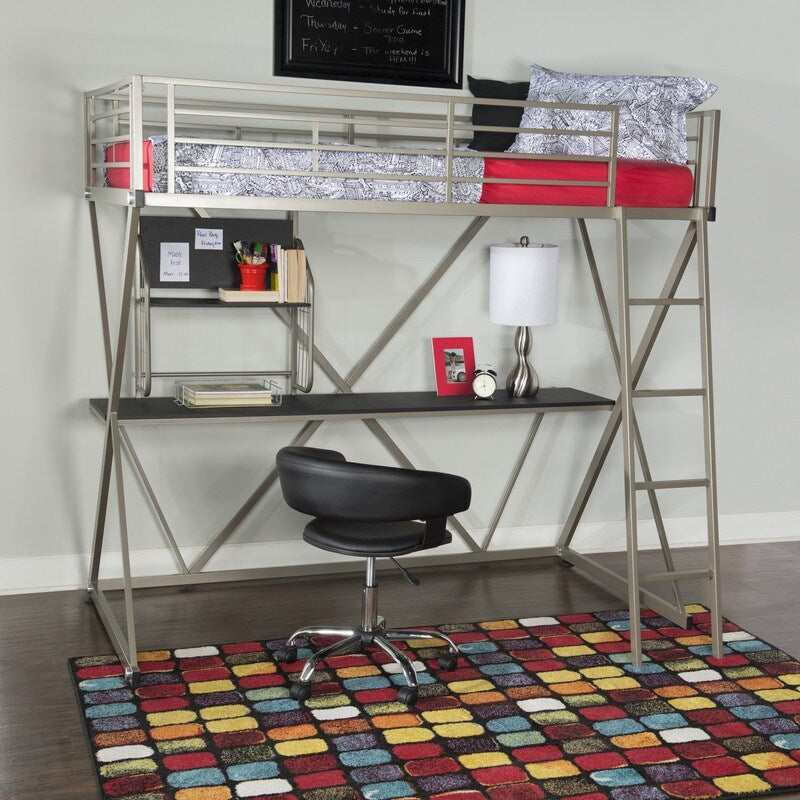 Carlisle Pewter Twin Z Student Loft Bed