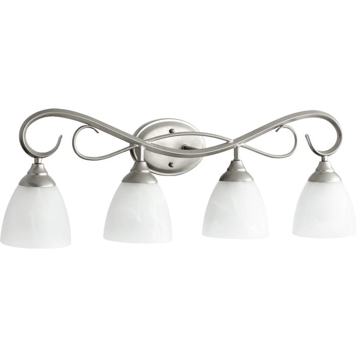 Powell Classic Nickel And Faux Alabaster 4 Light Vanity Lighting