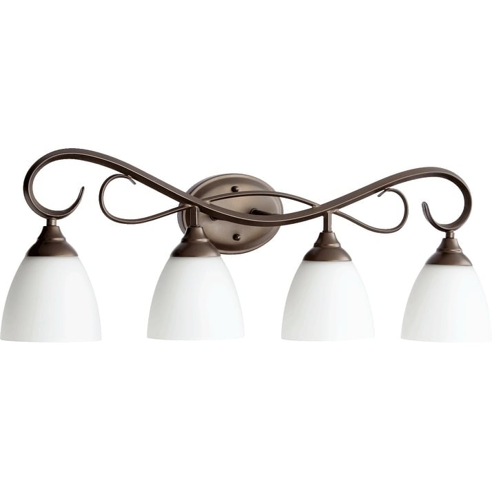 Powell Oiled Bronze And Satin Opal 4 Light Vanity Lighting