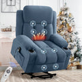 Power Lift Recliner Chair With Heat And Massage Electric Fabric Recliner Chair With Side Pocket Usb Charge Port Remote Control