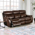 Power Reclining 1Pc Sofa Brown Faux Leather Upholstered