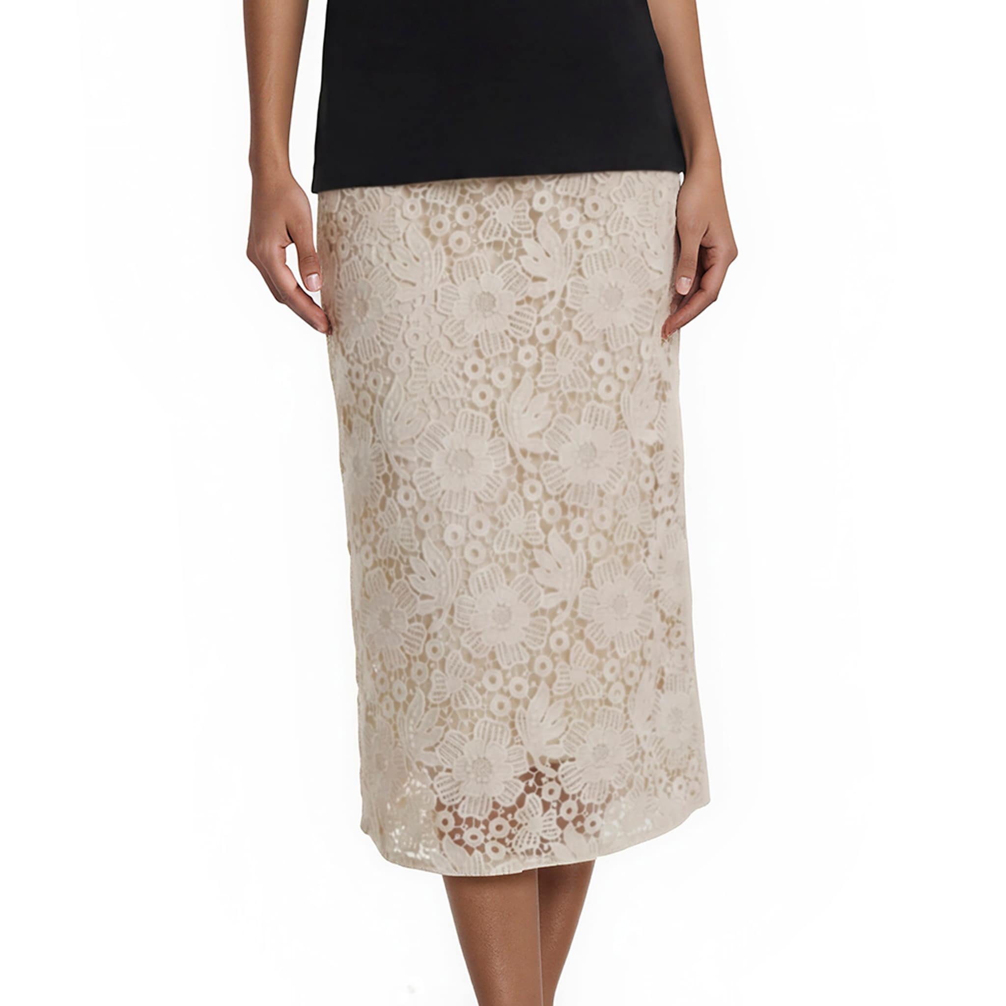 Prada Floral Lace Midi Skirt