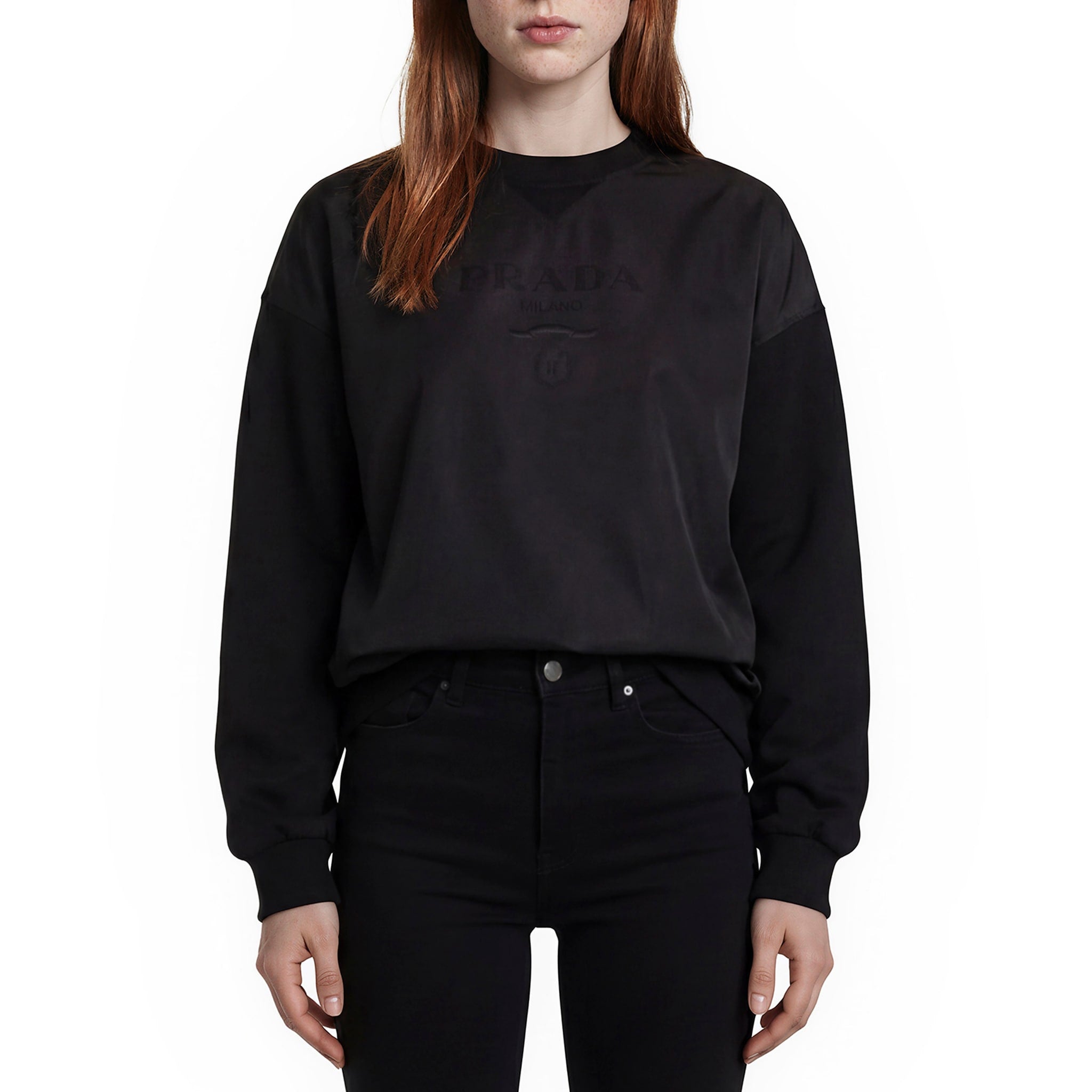 Prada Womens Re Nylon And Cotton Oversized Sweatshirt