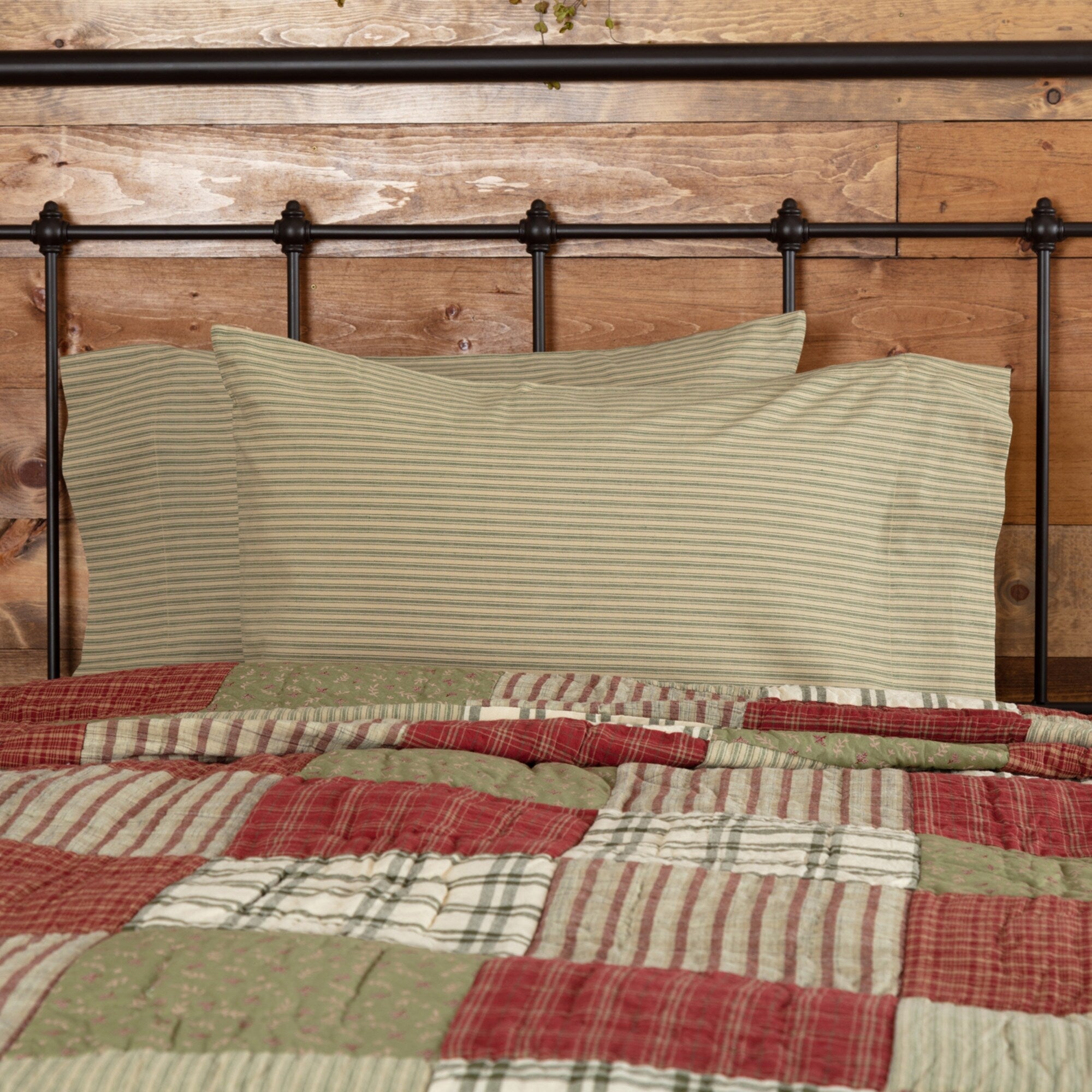 Tan Farmhouse Bedding Vhc Prairie Winds Ticking Stripe Pillow Case Set Of 2 Cotton Striped